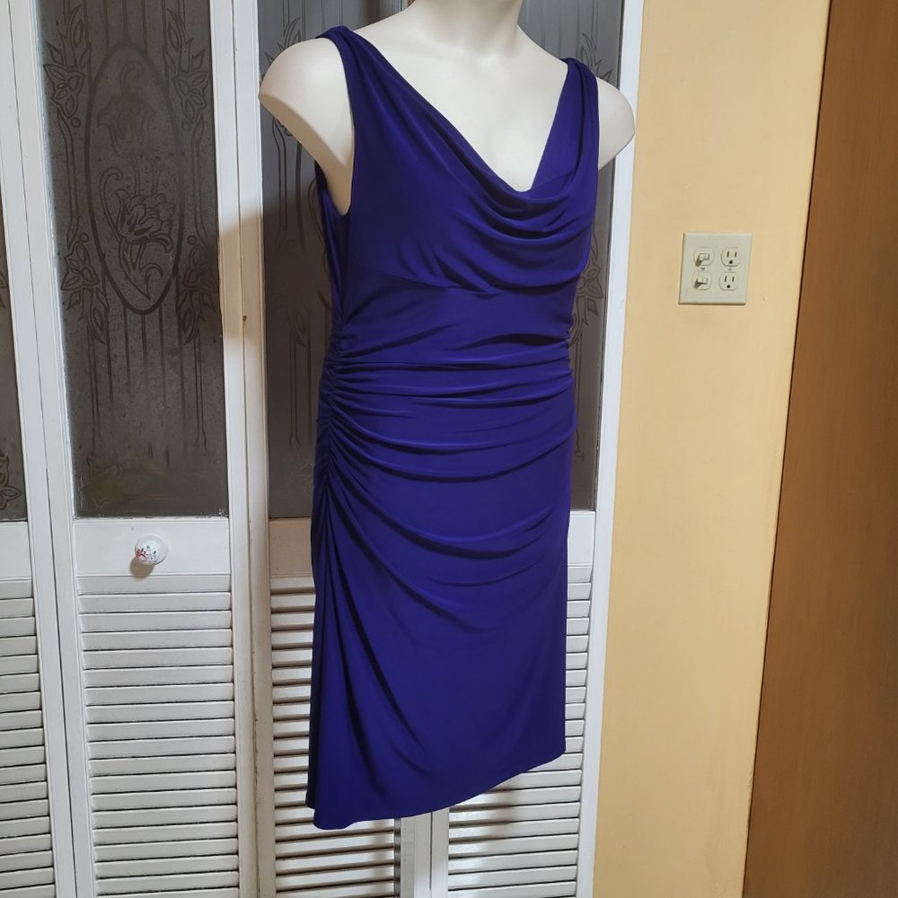 Ralph Lauren Ladies Beautiful Blue Ruched Evening Dress - Picture 3 of 8